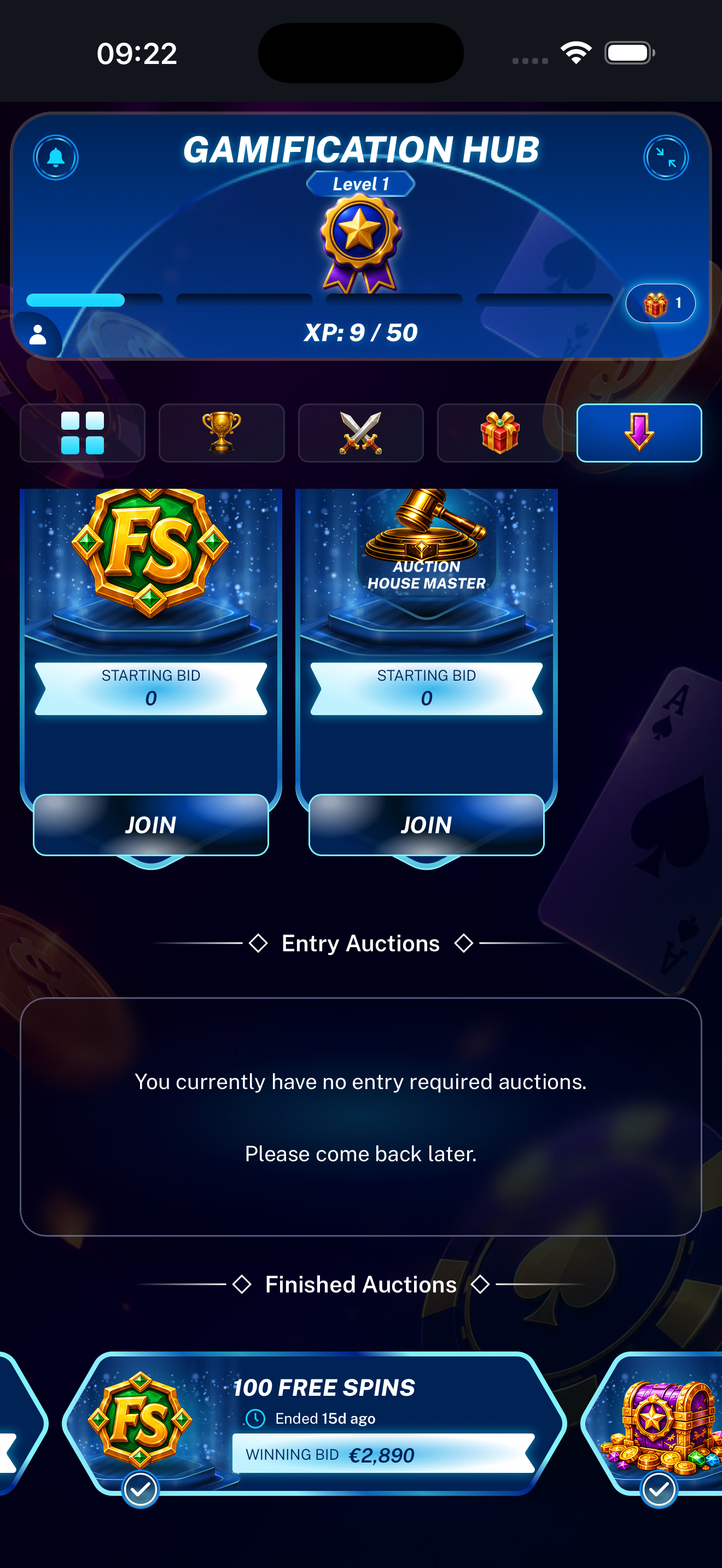 Additional Auction House landing page displayed on a mobile phone